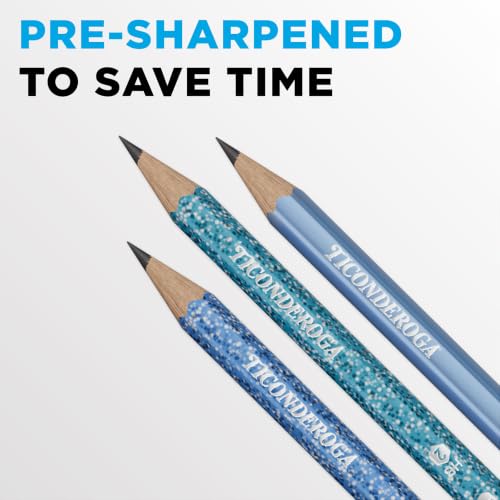 Ticonderoga Pre-Sharpened Wooden Pencils Arctic Blue 18 Count