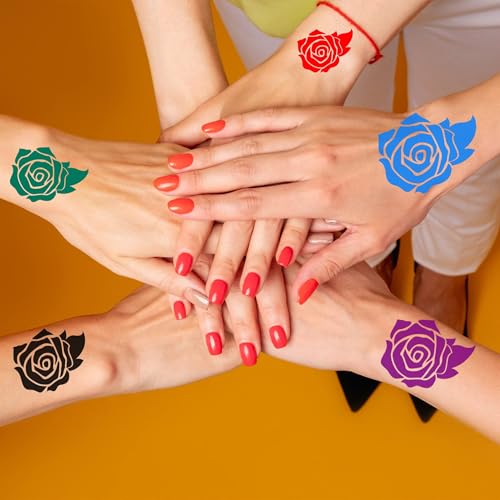 Temporary Tattoo Kit with 64 Stencils & 5 Ink Bottles