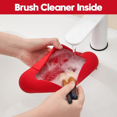 Silicone Makeup Brush Holder£¬Travel Makeup bag-Soft Portable Cosmetic Face Brushes Holder£¬Large Travel Makeup Brush Case with Anti-Fall Out Magnetic Closure