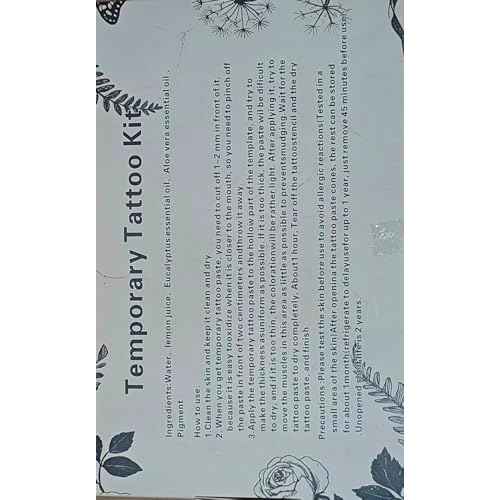 95 PCS Temporary Tattoos Stencils Kit,Temporary Tattoos Kit - 6 Pcs 3 Color(black*1,brown*4 & Red*1) Ink with 6 removal wipes,10 disposable cotton swabs DIY Body Art Painting for Women Men Adults Kids