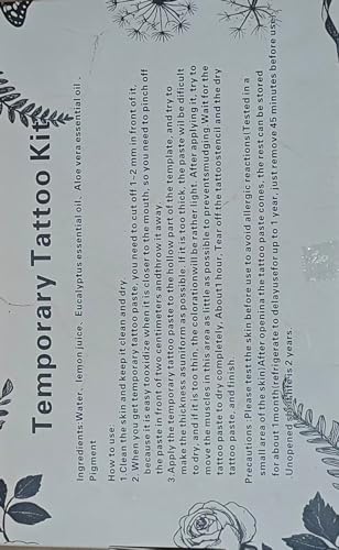 Temporary Tattoo Kit with 95 Stencils & 6 Color Inks