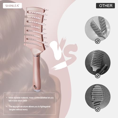 SHINLEA Detangling Brush for Curly Hair - Vented Curved Design
