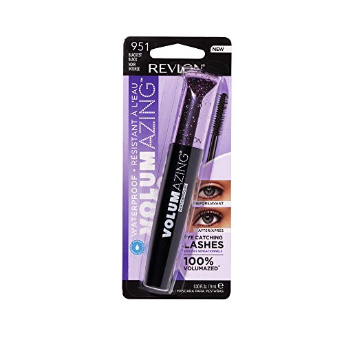 Revlon Volumazing Waterproof Mascara, Oversized Brush for Thick, Fluffy, Fanned-Out Eye Lashes, Long Lasting, Blackest Black (951), 0.3 oz