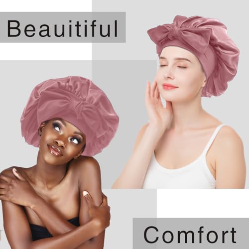 VECIIR Silk Bonnet for Sleeping - Large Satin Hair Cap for Curly Hair