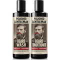 Polished Gentleman Beard Wash and Conditioner Set - Softens and Strengthens - Beard Shampoo with Growth Oil - Moisturizer & Beard Thickener - Tea Tree Unscented - Paraben-Free & Sulfate-Free (8oz)