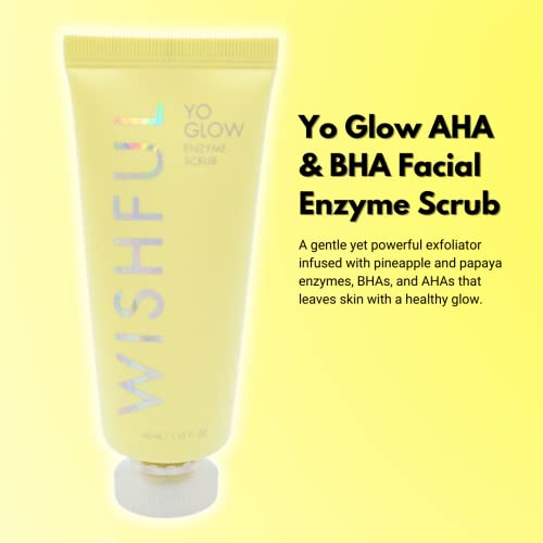 Wishful Mini Yo Glow AHA & BHA Facial Enzyme Scrub 1.35 oz/ 40 mL