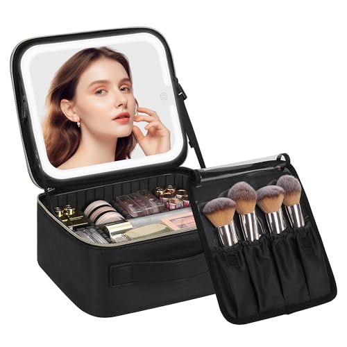 Chomeiu Makeup Bag with LED Mirror - Large Travel Organizer