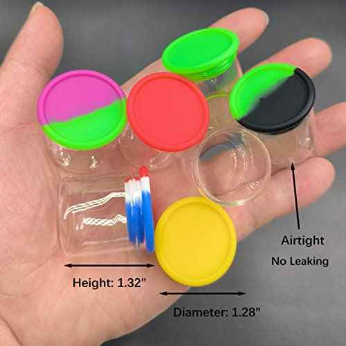 15ml Silicone Glass Wax Containers Airtight with Silicone Lid Concentrate Jars Multi Use (50)