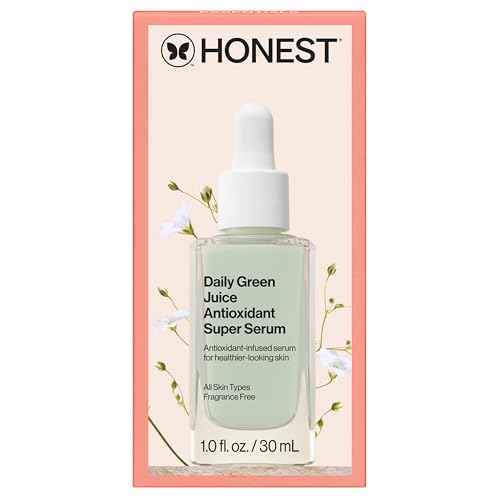 Honest Beauty Daily Green Juice Antioxidant Super Serum | Improves Skin Tone + Texture | Gentle for Sensitive Skin, Fragrance Free, Vegan | 1 fl oz