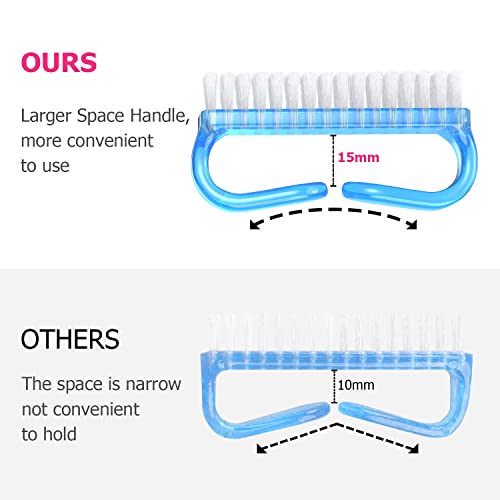 Larbois Handle Grip Nail Brush, Hand Fingernail Brush Cleaner Scrubbing Kit Pedicure for Toes and Nails Men Women (4 Pack) (Color-7)