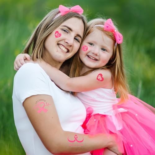 80 Pcs Pink Ribbon Breast Cancer Awareness Temporary Tattoos