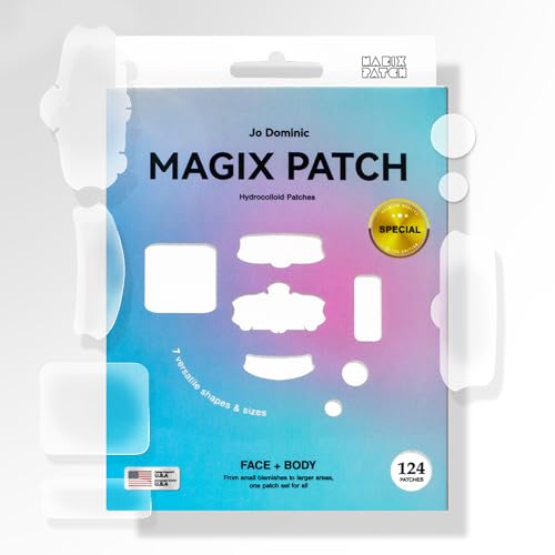 MAGIX PATCH 124 Pimple Patches by Jo Dominic?Large Pimple Patches for Face & Body, Big Acne Patches, Fits Various Areas XL Hydrocolloid Patch, Absorbs Oil & Zit Hydrocolloid Patch (7 Sizes)