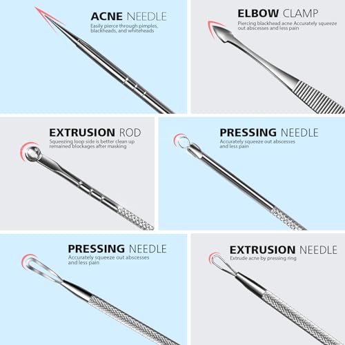 Teenitor 7-in-1 Pimple Popper Tool Kit Stainless Steel Blackhead Remover