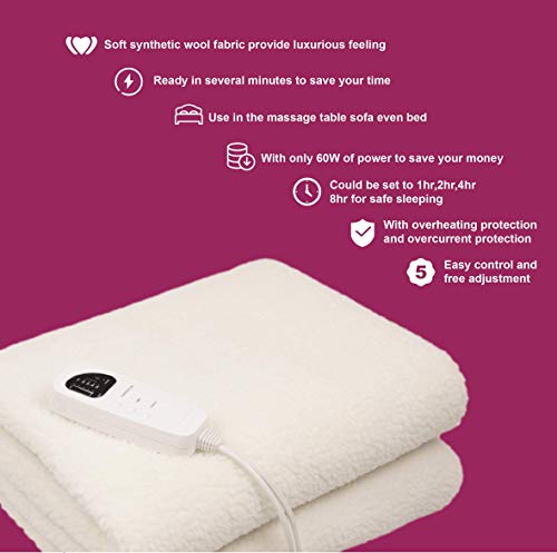 Deluxe Fleece Massage Table Warmer Pad, 71" x 30" - 5 Heat Settings