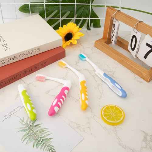 Travel Toothbrush, 4PCS Portable Travel Toothbrush Set,Mini Tooth Brush Built in Cover Soft Travels Size Folding Toothbrushs Individually Wrapped ToothBrushes for Adults Kids Hiking Camping Traveling
