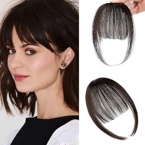 Clip-In Bangs French Fringe with Temples - Black & Brown