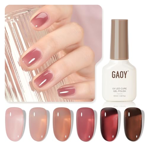 GAOY Rose Garden Jelly Gel Nail Polish Set - 6 Sheer Nude & Pink Colors