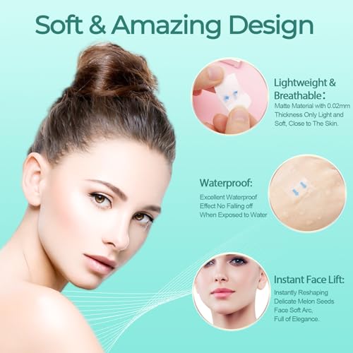 Face Tape Lifting Invisible, Face Lift Tape 152 Pcs, Instant Makeup Facelift Sticker for Loose Skin, V-Edge Patches for Turkey Neck, Neck Less Strips for Sagging Skin, Brows, Jowls, Wrinkles