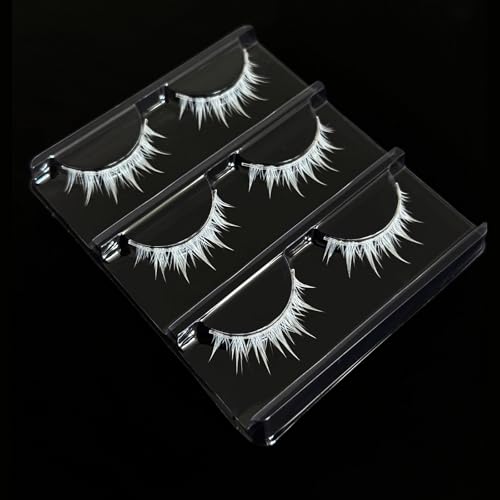 White False Wispy Eyelash Anime Cosplay Spiky Eyelashes Japanese Style Makeup Manga Lashes for Halloween Cosplay Party Stage Masquerade (3 Pairs) (white)