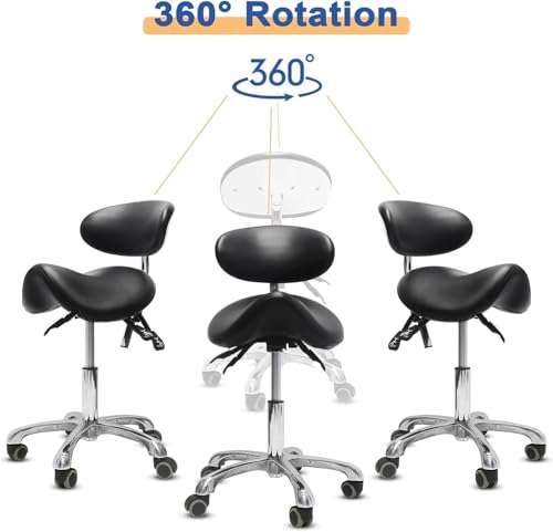 Ergonomic Saddle Chair with Back Support & Wheels