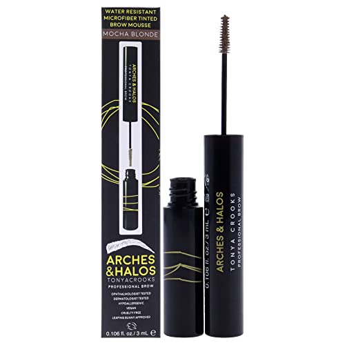 Arches & Halos Microfiber Tinted Brow Mousse - Mocha Blonde - Soft, Natural Definer Mousse to Shape, Sculpt and Control Eyebrows - Silky, Non-Crunchy, Fast-Setting Texture - Vegan Formula - 0.106 oz