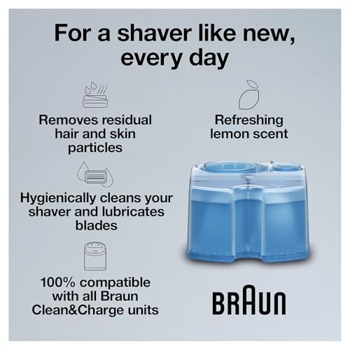 Braun Clean & Renew Refill Cartridges CCR, Replacement Shaver Cleaner Liquid Solution for Clean&Charge System, Pack of 4