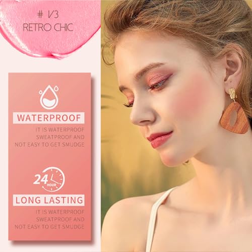Multi Texture Heart Blush Cream, Liquid, Powder & Jelly Blushl for Cheeks,Beauty-Matte & Natural Finish Cheek Tint & Blush Palette (V3 Retro Chic)