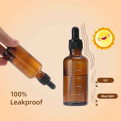 Tincture Bottles with Dropper 50ml+ Glass Dropper Bottle,80 Pack Amber Glass Bottles for Essential Oils/Lab Tinctures/Medicine Perfumes and Travel