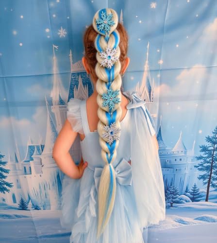24in Blonde Blue Braided Ponytail Extension with Tie - CISINPO