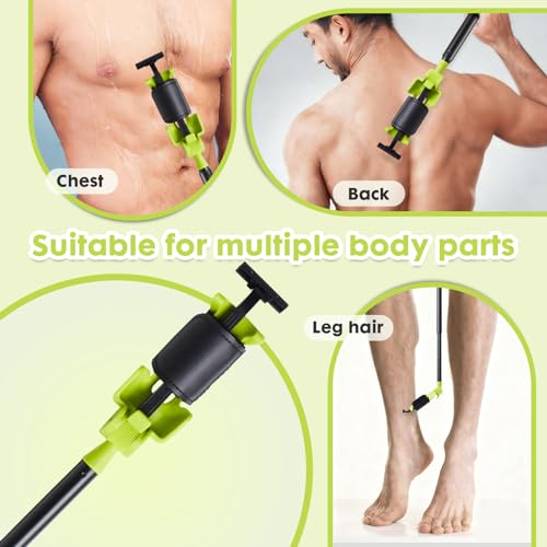 Back Shaver Extension Handle£¬Razor Extension Handle for Men,Long Handled Razor for Legs and Body,Adjustable Angle Back Trimmer with Telescopic 13-25 Inch Handle, Ideal for Elderly and Self-Care