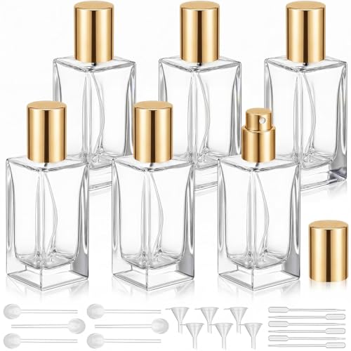 Teenyyou 6 Pack 50ml Empty Refillable Perfume Bottles with Gold Lid