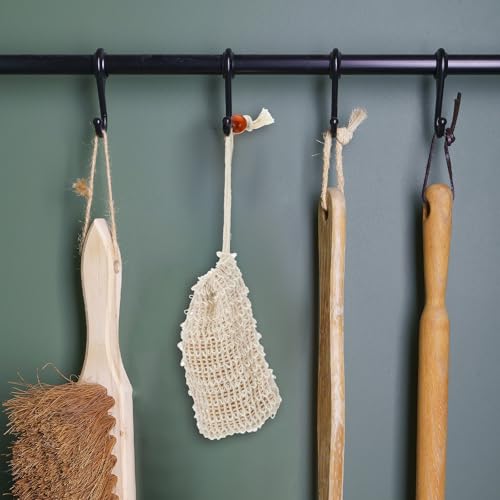 40 Pack Soap Saver Bags, Natural Sisal Exfoliating Soap Pouch with Drawstring Wooden Bead, Foaming Drying Mesh Net for Bath and Shower, 5.5 x 3.5 Inch