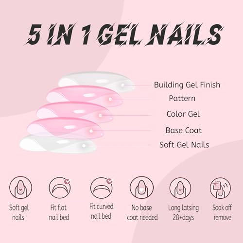 Geyakal French Tip Toenails-6 Short Square Fake Nails 240Pcs Press On Reusable Acrylic
