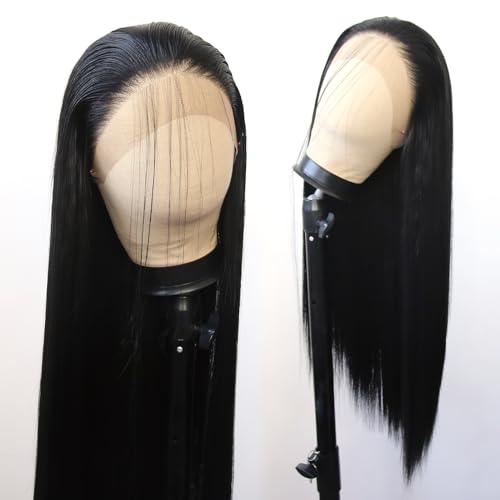Black Lace Front Synthetic Wig - Pre Plucked, Heat Resistant