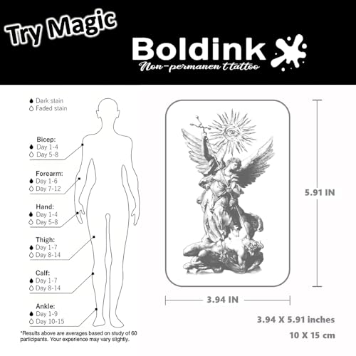 Boldink Angel Temporary Tattoo - Waterproof, Realistic Design
