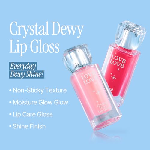 Crystal Dewy Lip Gloss | Lightweight & Non-Sticky | High-Shine & Long-Lasting | Hydrating Korean Lip Care Gloss | 0.17 oz. (01 PINK DOLPHIN)