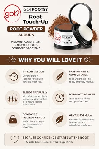Auburn Root Cover Up Powder - Instant Gray Hair Concealer, 0.14 Oz