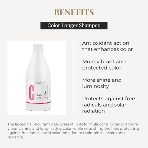 SALERM - Dyed, Bleached, or Gray Hair Shampoo - Shampoo Color Longer Hair Lab - 600 ml - with Provitamin B5 and Vitamins A and E - Seals and Maintains Color - Sulfate and Paraben-Free