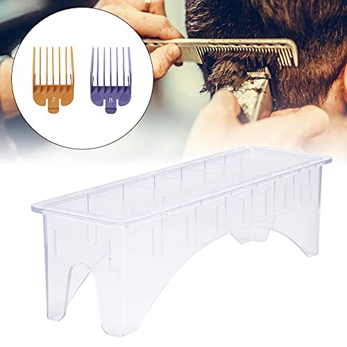 Clipper Guard Holder Organizer, Plastic Clipper Blade Holder, 8 Slots Clipper Blade Case, Transparent Limit Comb Guide for Hair Clipper Storage, 8.7 x 2.7 x 2.6in, 1Pcs