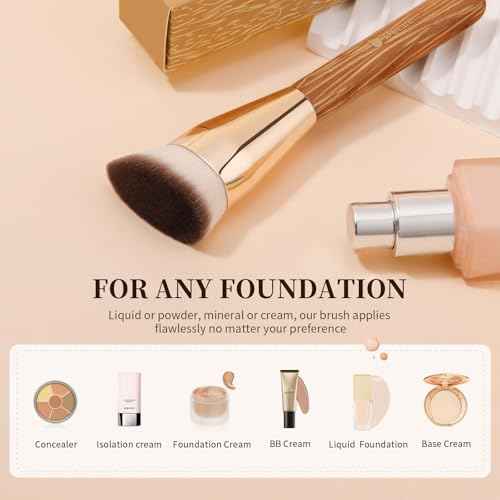 DUcare Angled Foundation Brush for Flawless Makeup Application Professional Liquid, Cream Powder Foundation Brush with Dense Bristles - Contoured for Precise Blending and Buffing