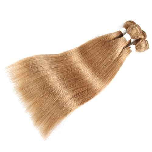ijoy 27# Blonde Long Straight Bundle Human Hair Bundle Honey Blonde Color Brazilian Virgin Hair Weave 1 Bundle 18 Inch Double Weft