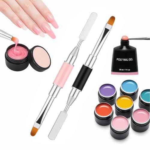 2Pcs Dual-Ended Nail Art Brush and Spatula Set - Pink & Black UV Gel Nail Tools for Poly Extension, Sculpture Gel - Manicure Design Kit for Salon & DIY Use