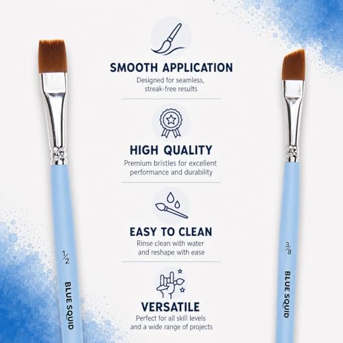 Blue Squid Light Blue Watercolor Paint Brushes Set of 12 - Artist & Face Painting