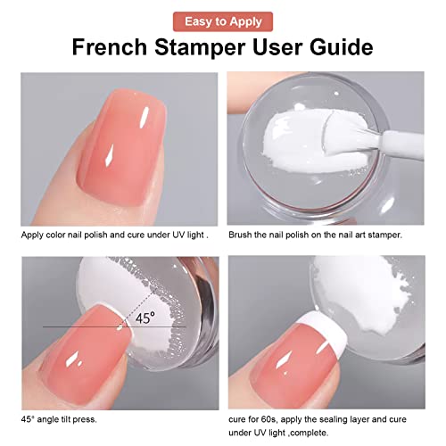 SAGEBIO Nail Art Stamper Clear Silicone Nails Stamping Jelly with Acrylic Scraper Transparent Visible Body DIY Manicure Nail Art Tool For DIY Nail Decor French Nail Manicure 01