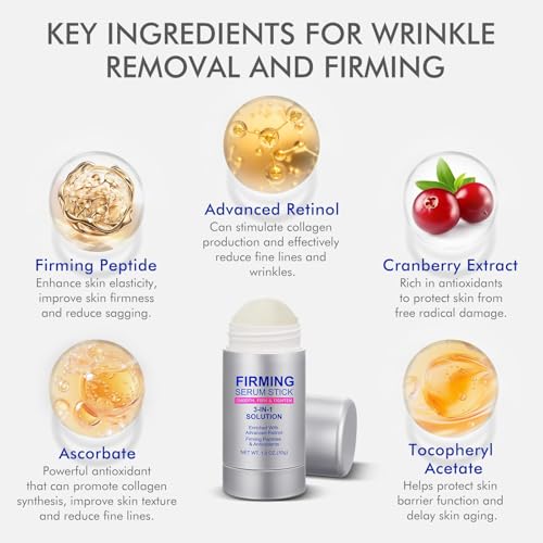 Advanced-Retinol Firming Serum Stick, 3-in-1 Face Firming Stick for Women, Smooth,Tighten and Firm Face,Neck & Jawline, Reduces Wrinkles, Hydrates & Nourishes Skin (1.0 OZ)