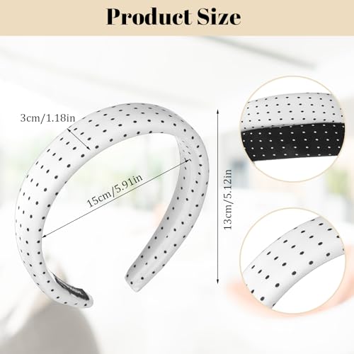 Polka Dot Satin Headband for Women - Non-Slip Padded Hair Accessory