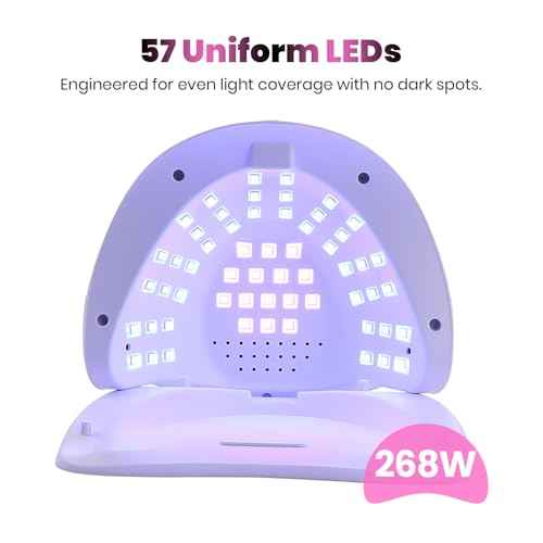 268W UV LED Nail Lamp for Gel Polish, Professional UV Nail Light with 57 Lamp Beads, Fast Nail Dryer with 4 Timer Settings, Automatic Sensor, Small and Portable, UV Nail Lamp for Home and Salon Use