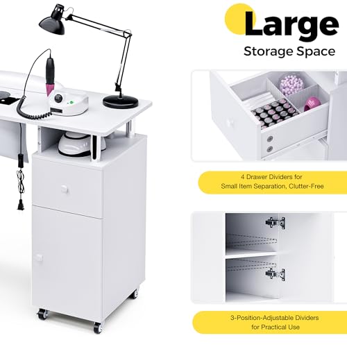 HolaiNail Manicure Table with Dust Collector & Storage