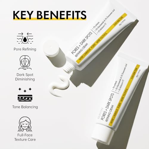 2PCS Pores + Dark Spots Refining Cream with Arbutin, Niacinamide, Tranexamic Acid & Melazero | Pore-Minimizing, Gentle & Hydrating Daily Moisturizer, Suitable for Sensitive Skin, 50g*2 (2 Pack)