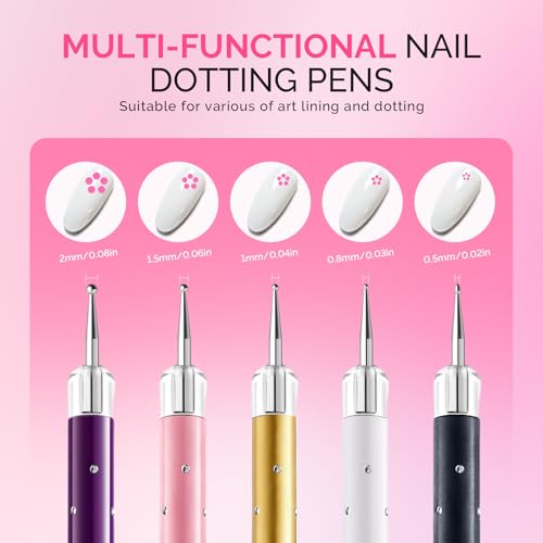 MelodySusie 5Pc Nail Art Brush Set with Dotting Pens & Sculpting Tools